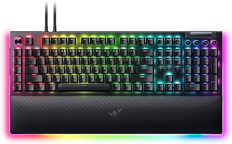 Razer BlackWidow V4 Pro Wired Mechanical Gaming Keyboard: Yellow Switches – Linear & Silent – Doubleshot ABS Keycaps – Command Dial – Programmable Macros – Chroma RGB – Magnetic Wrist Rest